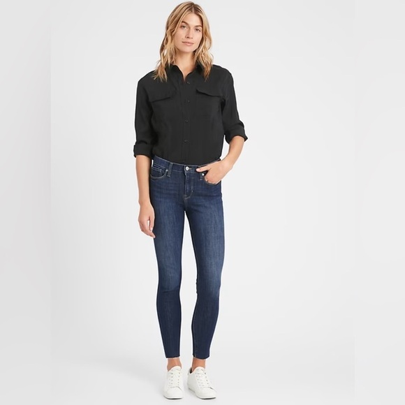 Women’s‎ BANANA REPUBLIC dark wash premium denim mid-rise skinny Jeans size 29 - Picture 1 of 15